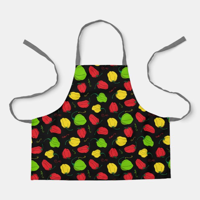 Jamaican Chef Scotch Bonnet Chilli Peppers Pattern Apron (Front)