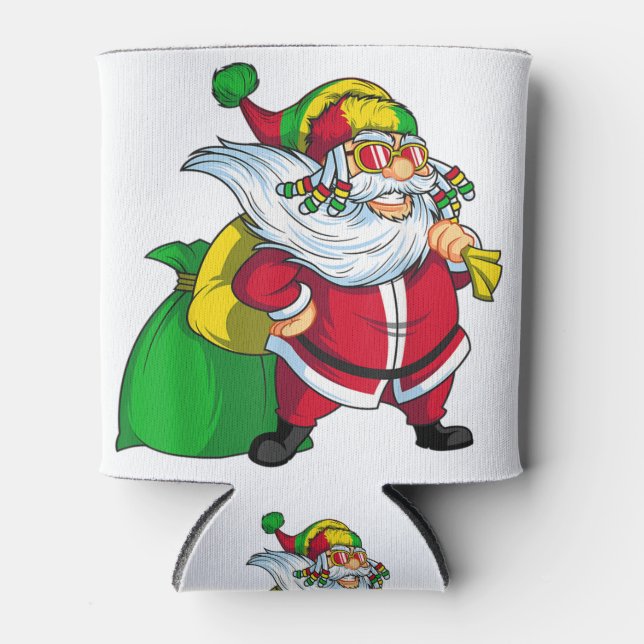 Jamaican christmas rasta santa claus rastafarian.p can cooler (Front)
