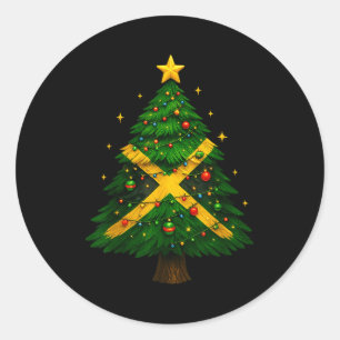 Jamaican Christmas Tree Design, Festive Holiday Gr Classic Round Sticker
