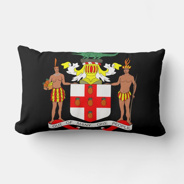 Jamaican Coat of arms Lumbar Cushion (Front)