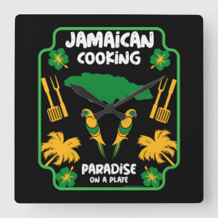 Jamaican Cooking Foodie Gifts Square Wall Clock