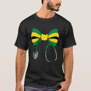 Jamaican Coquette Nurse Bow Jamaica Flag Jamaican T-Shirt