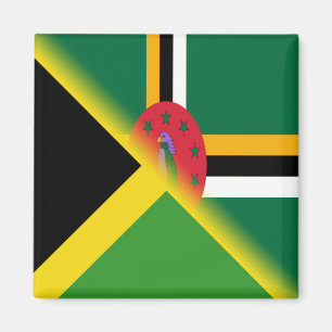 Jamaican Dominican Flag   Half Jamaica Dominica Magnet