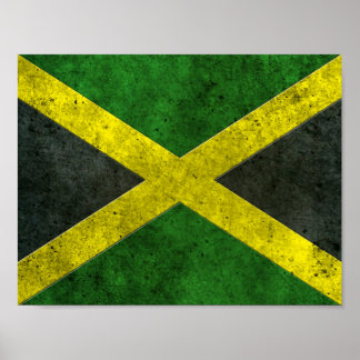 Jamaican Flag Aged Steel Effect Poster