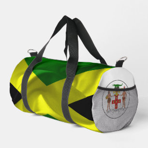 Jamaican flag and coat of arms duffle bag