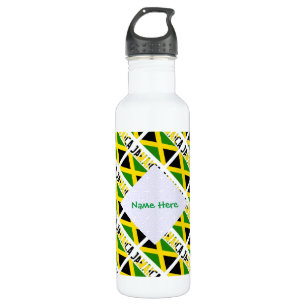 Jamaican Flag and Jamaica Tiled Personalised 710 Ml Water Bottle