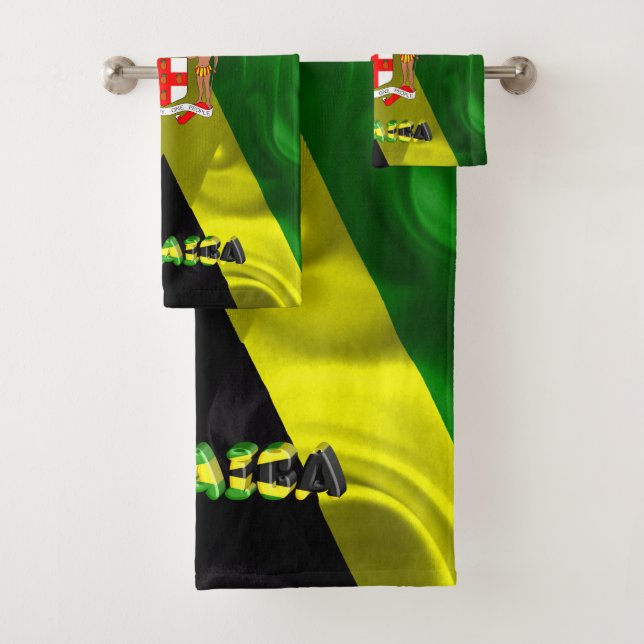 Jamaican flag bath towel set (Insitu)