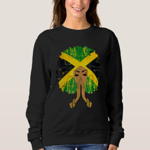 Jamaican Flag Black Woman Melanin Queen Afro 1 Sweatshirt