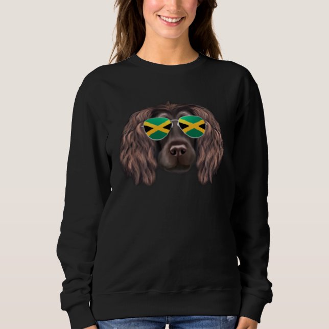Jamaican Flag Boykin Spaniel Dog Jamaica Pocket Sweatshirt (Front)