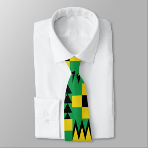Jamaican Flag Bright Geometric Patterned Tie