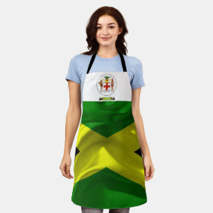Jamaican flag-coat arms apron