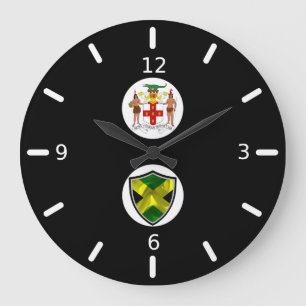 Jamaican flag-coat arms large clock