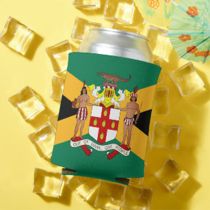 Jamaican Flag/ Coat of Arms Can Cooler