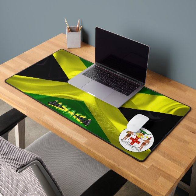 Jamaican flag-coat of arms desk mat (Office 2)