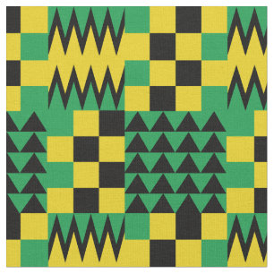 Jamaican Flag Coloured African Geometric Pattern Fabric
