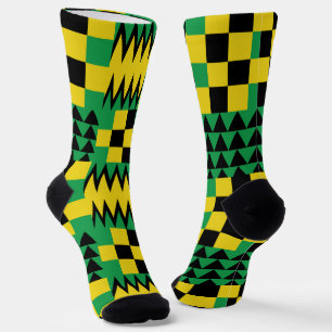Jamaican Flag Coloured Geometric Patterned Socks