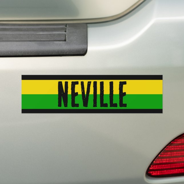Jamaican Flag Coloured Striped Custom Bumper Sticker (On Car)