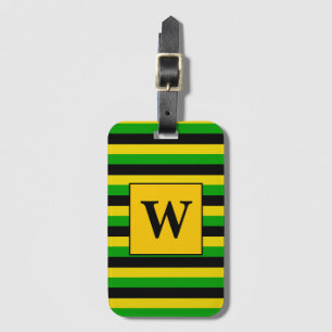 Jamaican Flag Colours Striped Monogram Luggage Tag