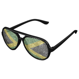 Jamaican Flag - Crinkled Aviator Sunglasses