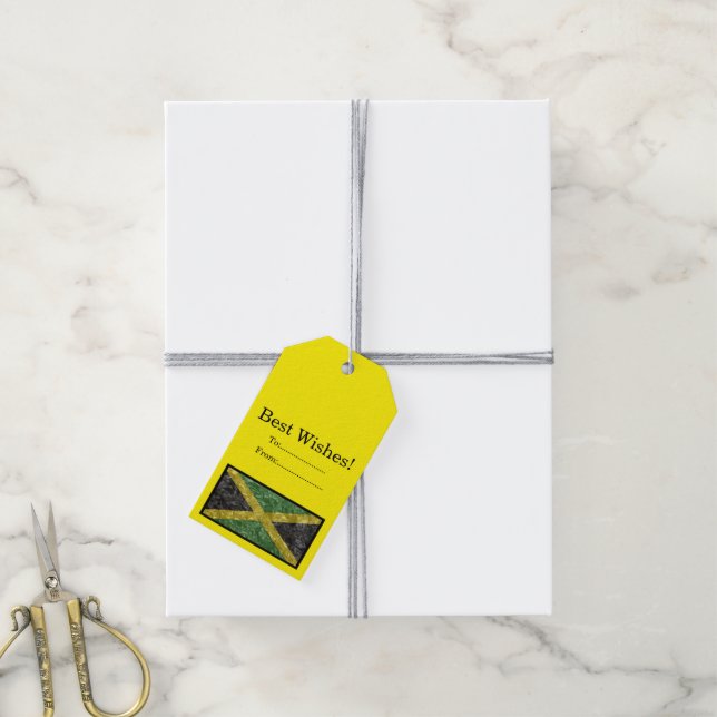 Jamaican Flag - Crinkled Gift Tags (With Twine)