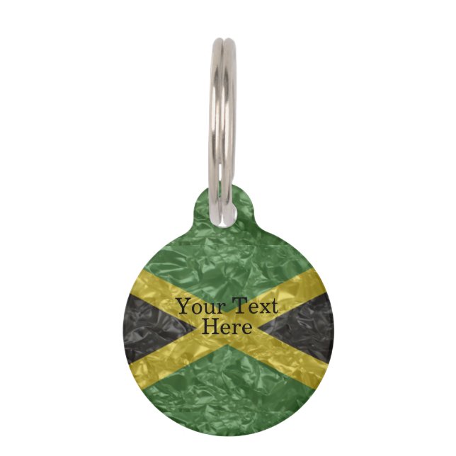 Jamaican Flag - Crinkled Pet Tag (Front)