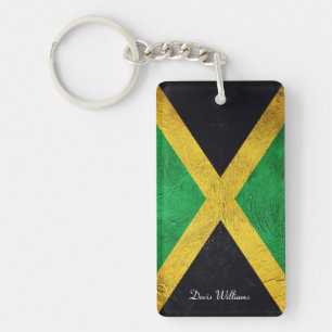 Jamaican Flag Custom name  Key Ring