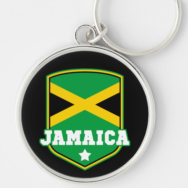 Jamaican Flag Emblem Jamaica Key Ring (Front)