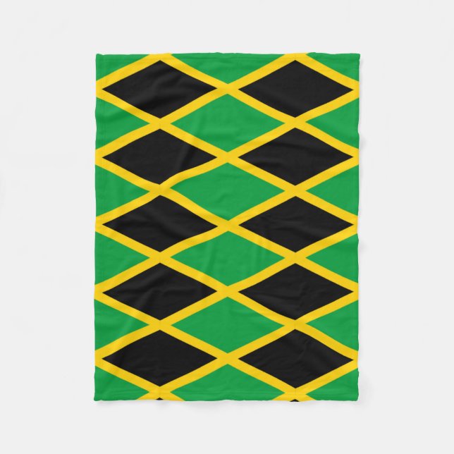 Jamaican Flag Fleece Throw Blanket (Front)