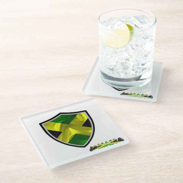 Jamaican flag glass coaster (Angled)