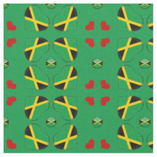 Jamaican Flag & Jamaica Hearts / fashion Fabric
