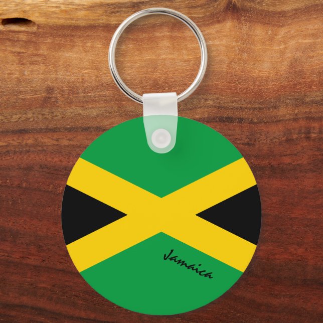 Jamaican Flag & Jamaica holiday, patriots /sports Key Ring (Front)