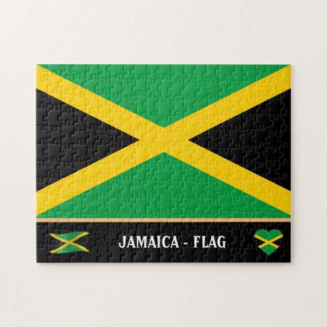 Jamaican Flag & Jamaican country / Jamaica Jigsaw Puzzle (Horizontal)