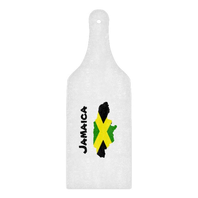 Jamaican Flag Map Stamped Cutting Board (Front)