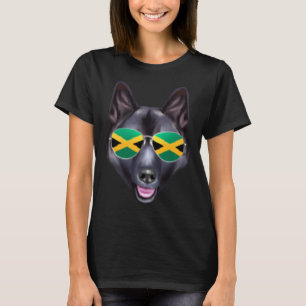 Jamaican Flag Norwegian Elkhound Dog Jamaica Pocke T-Shirt