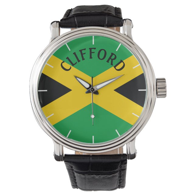 Jamaican Flag Personalised Name Watch (Front)