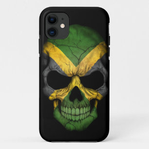 Jamaican Flag Skull on Black iPhone 11 Case