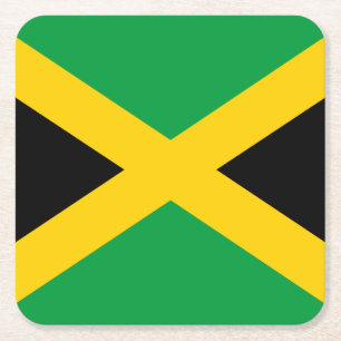 Jamaican Flag Square Paper Coaster