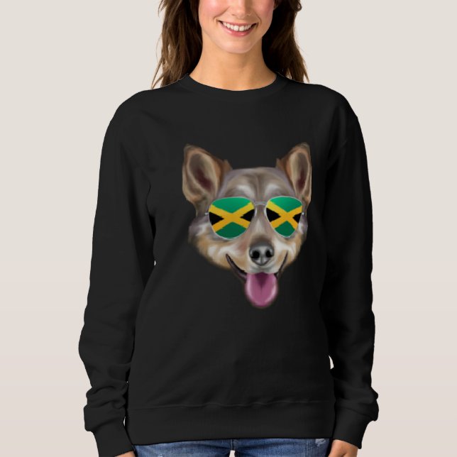 Jamaican Flag Swedish Vallhund Dog Jamaica Pocket Sweatshirt (Front)