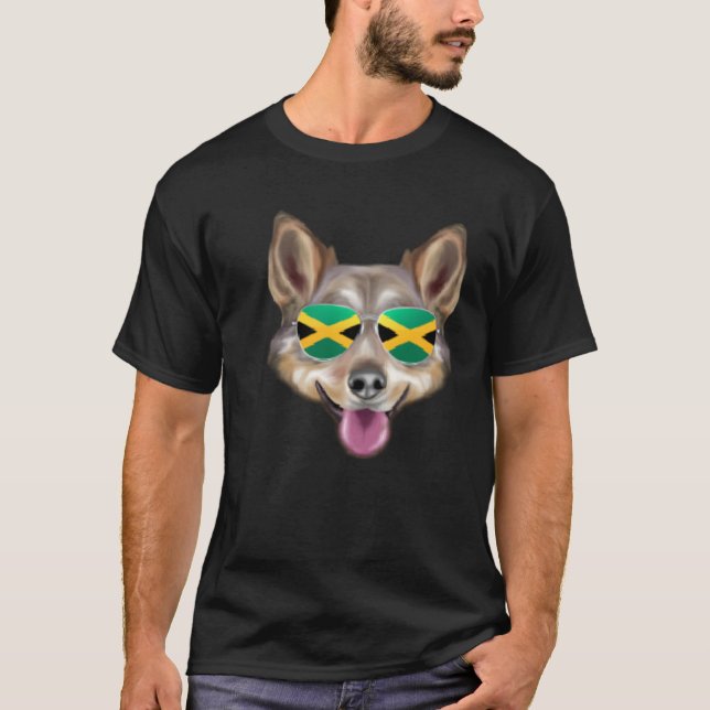 Jamaican Flag Swedish Vallhund Dog Jamaica Pocket T-Shirt (Front)