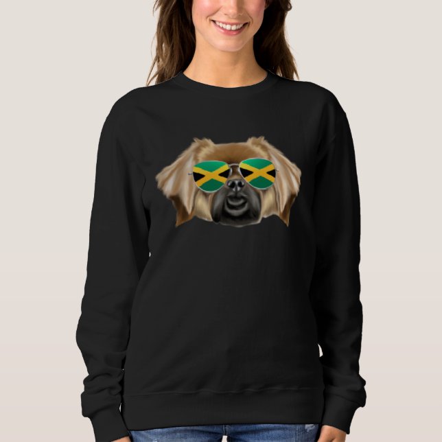 Jamaican Flag Tibetan Spaniel Dog Jamaica Pocket Sweatshirt (Front)