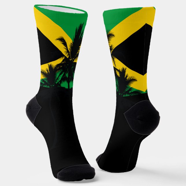 Jamaican Flag Tropical Palm Trees Socks (Angled)