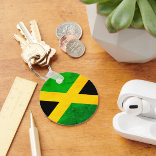 Jamaican Flag Weathered Effect One Love Key Ring
