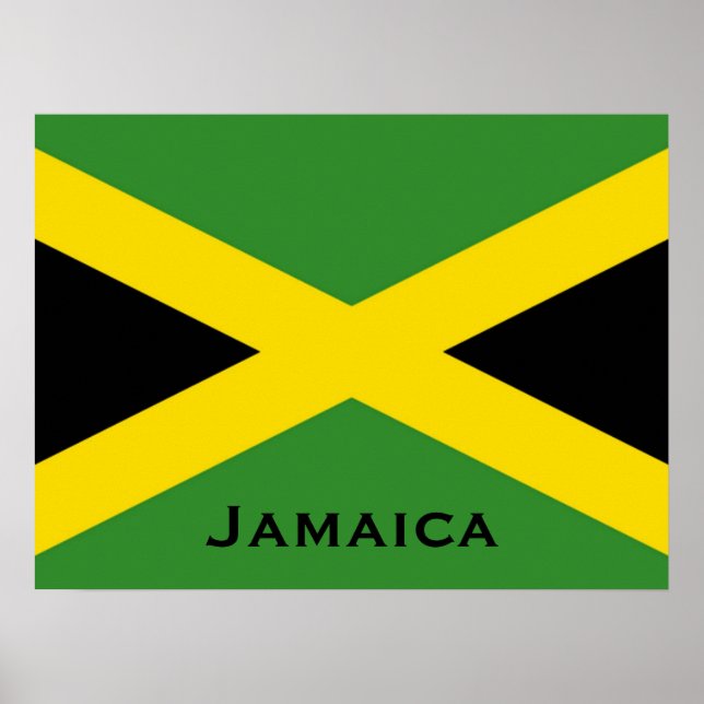 Jamaican Flag with Jamaica Word World Flags Poster (Front)