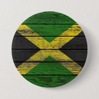 Jamaican Flag with Rough Wood Grain Effect 7.5 Cm Round Badge