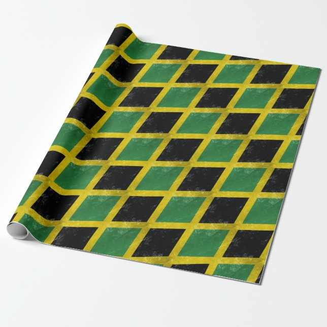 Jamaican Flag Wrapping Paper (Unrolled)