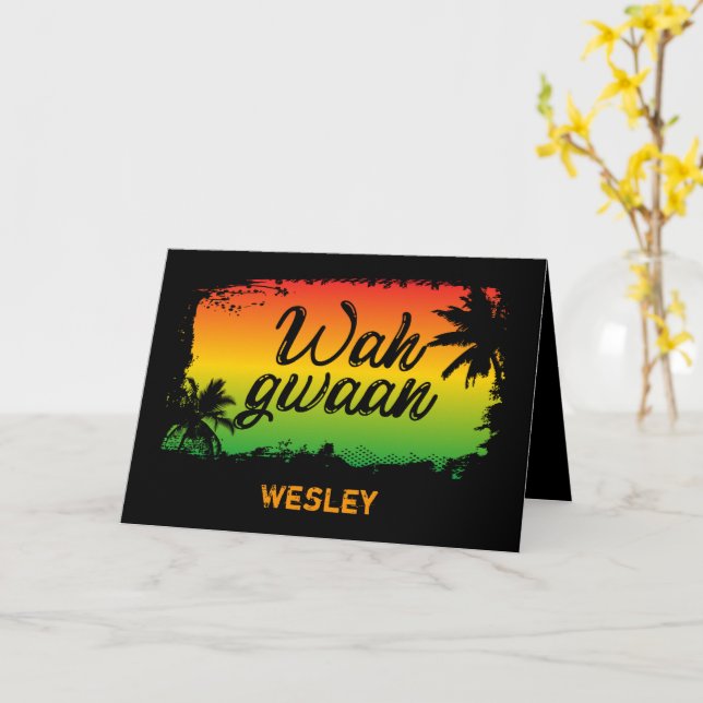 Jamaican Friends Wah Gwaan Rasta Flag Coloured Card (Yellow Flower)
