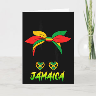 Jamaican Girl Jamaica Flag Pride Black Woman Afro Card