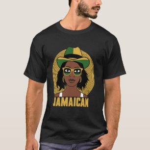 Jamaican Girl Jamaica Flag Pride Black Woman Afro T-Shirt