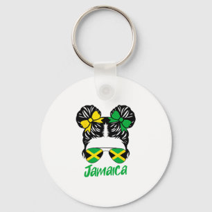 Jamaican Girl Messy Bun Jamaica Summer Vacation Gi Key Ring