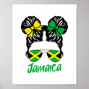 Jamaican Girl Messy Bun Jamaica Summer Vacation Gi Poster
